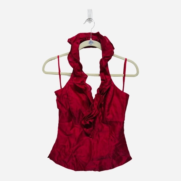 White House Black Marker 100% Silk Red Corset Top Size 4 Whimsigoth Vampire Core - Picture 2 of 5